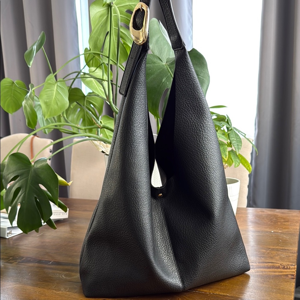 Anthropologie Black Leather Tote Bag